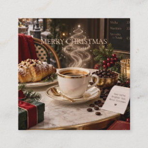 Cartão De Informações Loja de Café de Natal com Casa Vintage Festiva