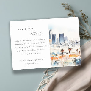 Cartão De Informações Los Angeles, Detalhes do Casamento de Aquarela na 