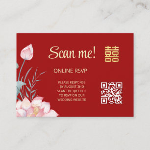 Cartão De Informações Lotus Chinese Wedding Código QR RSVP Online