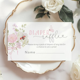 Cartão De Informações Love Bug Diaper raffle ticket Pink Bow