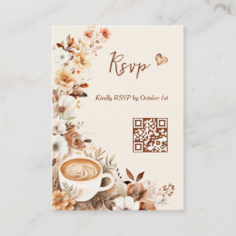 Cartão De Informações Love is Brewing Chá de Noiva QR Code RSVP