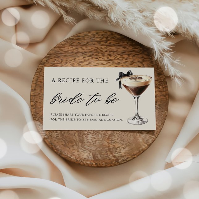 Cartão De Informações Love is Brewing Martini Bridal Shower Recipe (Criador carregado)