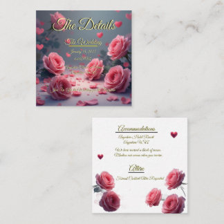 Cartão De Informações Love is in Bloom Details Pink Roses Wedding Invite