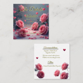 Cartão De Informações Love is in Bloom Details Pink Roses Wedding Invite