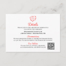 Cartão De Informações Lovebirds Boho Red Heart Wedding Details          