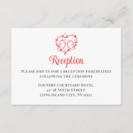 Cartão De Informações  Lovebirds Boho Red Heart Wedding Receptiion 