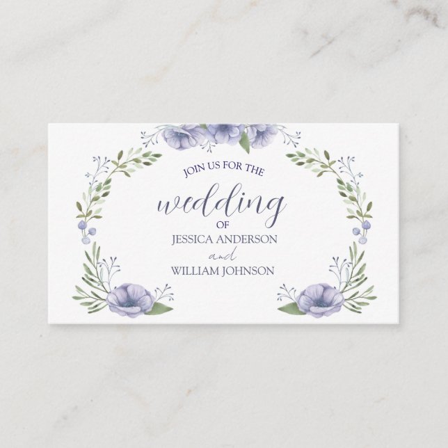 Cartão De Informações lovely dusty blue floral wedding (Frente)