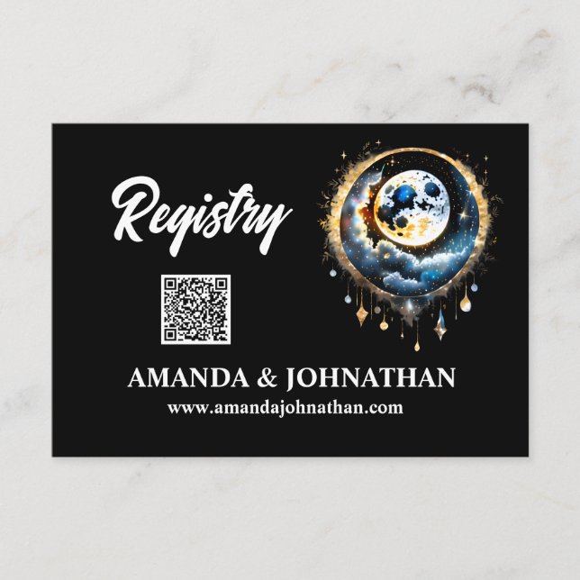 Cartão De Informações lua de cheio estrelada luna celestial 3,5x5 (Frente)