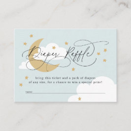 Cartão De Informações Lua e estrelas Chá de fraldas azul Fralda Raffle E