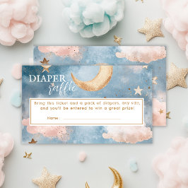 Cartão De Informações Lua e estrelas Fralda Chá de fraldas Raffle
