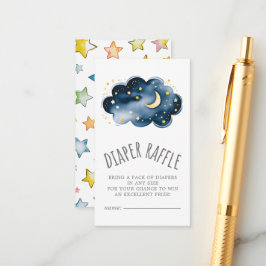 Cartão De Informações Lua e Estrelas Fralda de Bebê Raffle