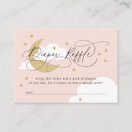 Cartão De Informações Lua e estrelas Fralda rosa Chá de fraldas Raffle