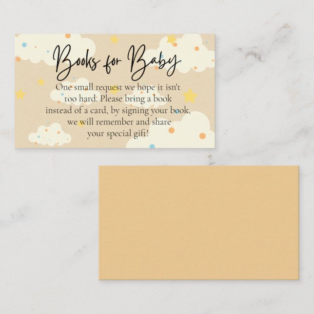 Cartão De Informações Lua e Estrelas - Livros de Creme para Bebê (Frente/Verso)