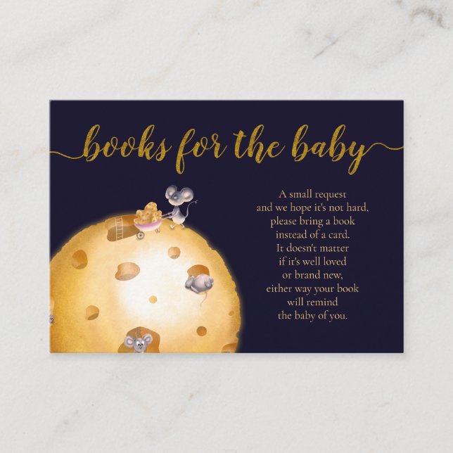Cartão De Informações Lua feita de livros de queijo para o bebê (Frente)