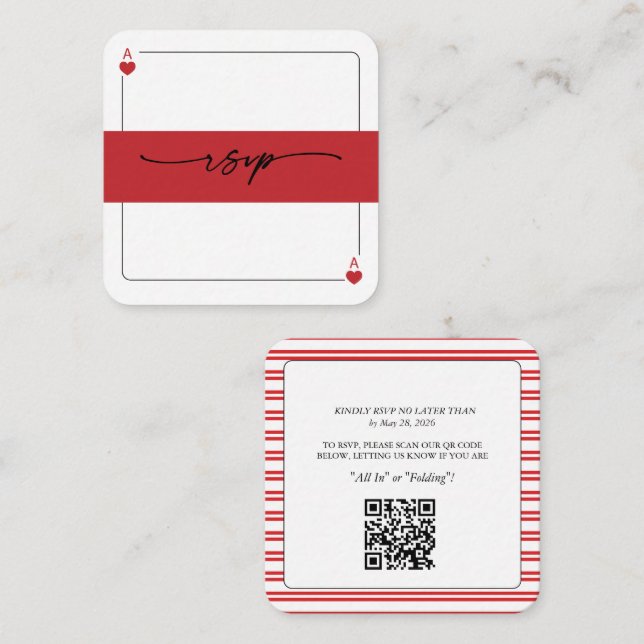 Cartão De Informações Lucky in Love RSVP QR Code Enclosure Card (Frente/Verso)