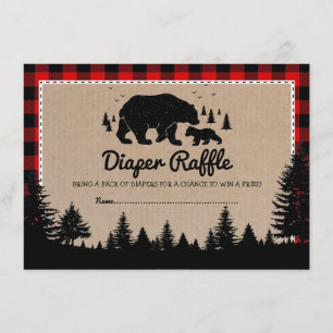 Cartão De Informações Lumberjack Woodland Bear Fralda Raffle