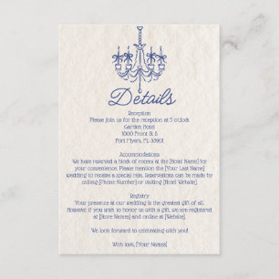 Cartão De Informações Lustre Candeeiro Desenhado à Mão Casamento Detalhe