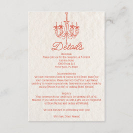 Cartão De Informações Lustre Candeeiro Desenhado à Mão Casamento Detalhe