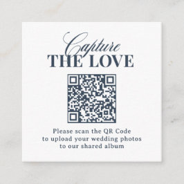 Cartão De Informações Luxe Azul Marinho | Código QR Casamento Capture o 