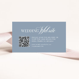 Cartão De Informações Luxe Dusty Blue | Código QR do Site de Casamento
