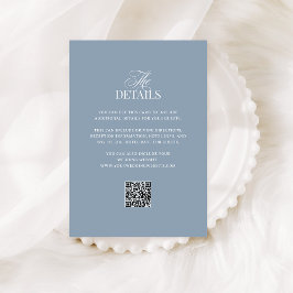 Cartão De Informações Luxe Dusty Blue | QR Code Wedding Guest Details