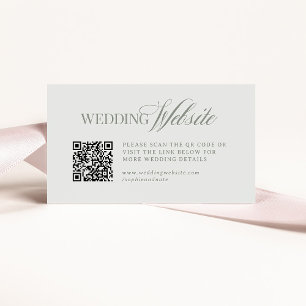 Cartão De Informações Luxe Light Sage Green   Código QR do Site Casado