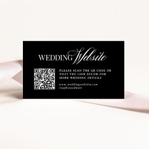 Cartão De Informações Luxo clássico preto Código QR do Site Casado