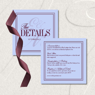 Cartão De Informações Luxo em Periwinkle e Formal de Casamento em Tons d