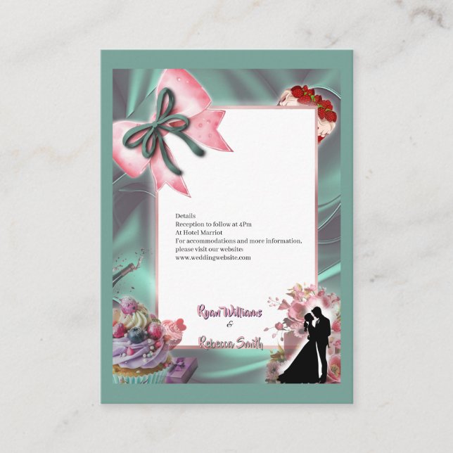 Cartão De Informações Luxury Satin Bow Wedding Enclosure Card (Frente)