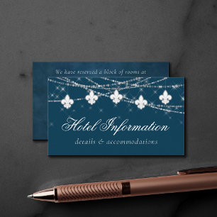 Cartão De Informações Luzes azuis de Fleur de Lis Marinho Informações