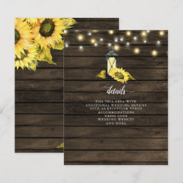 Cartão De Informações Luzes de Corda de Madeira de Celeiro Girassóis Lan