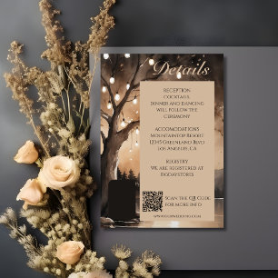 Cartão De Informações Luzes De Corda No Casamento Romântico De Árvore
