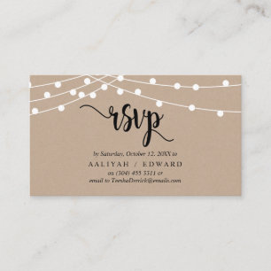 Cartão De Informações Luzes de cordas de Fazenda, preto, resposta RSVP