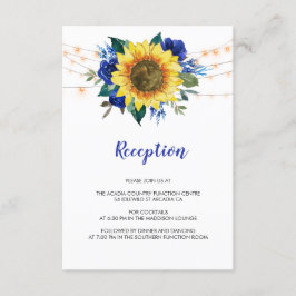 Cartão De Informações Luzes de girassol Recepção de casamento azul