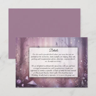 Cartão De Informações Luzes Mágicas de Fada de Lavanda para Casamento