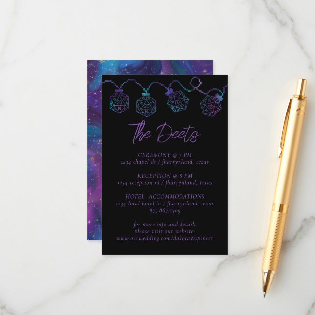 Cartão De Informações Luzes RPG | Nebula Fantasy Tabletop Gamer Detalhe (Frente/Verso In Situ)