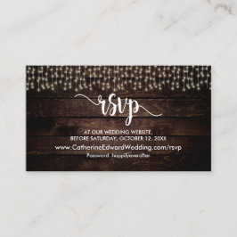 Cartão De Informações Madeira de Fazenda Rústica, Luzes de Corda, Respon