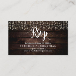 Cartão De Informações Madeira de Fazenda Rústica, Luzes de Corda, Respon