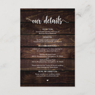 Cartão De Informações Madeira Fazenda Rústica, Script Branco, Detalhes D