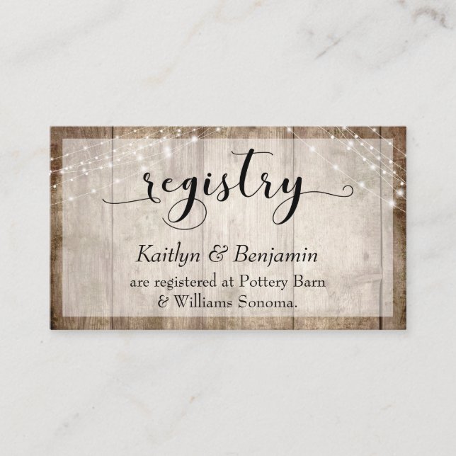 Cartão De Informações Madeira marrom russa pálida com luzes, registro de (Frente)