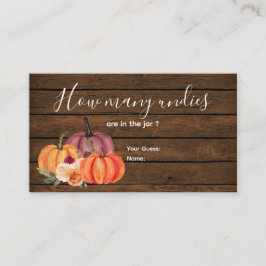 Cartão De Informações Madeira Queimada Pumpkin Laranja Floral Quantos Un