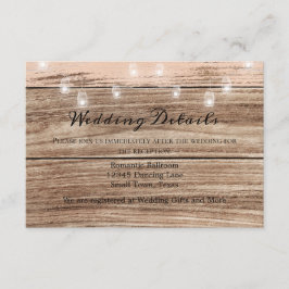 Cartão De Informações Madeira rosa russa e candeeiros