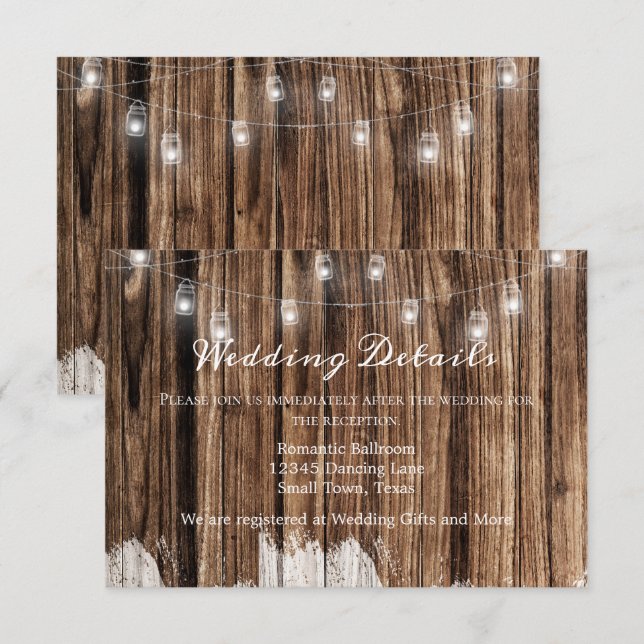 Cartão De Informações Madeira Rústica e Lanternas (Frente/Verso)