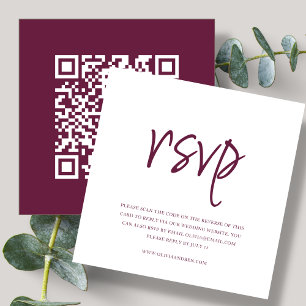 Cartão De Informações Magenta Código QR RSVP de Casamento