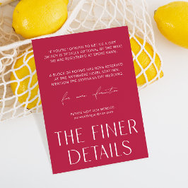 Cartão De Informações Magenta Simples Mínima Os Detalhes Mais Finos