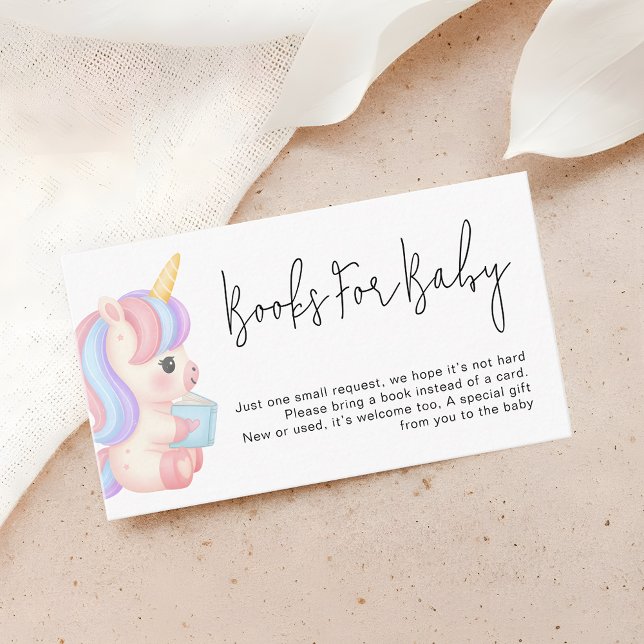 Cartão De Informações Magical Rainbow Unicorn Baby Shower Books Request (Criador carregado)