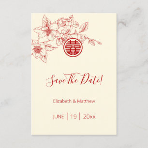 Cartão De Informações Magnolia Chinese Weding The Date Card
