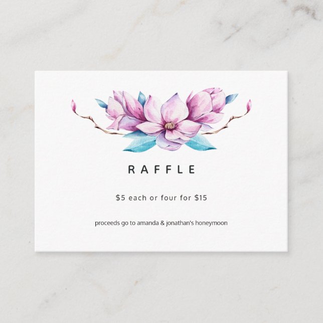 Cartão De Informações Magnolia Floral Wedding Raffle (Frente)