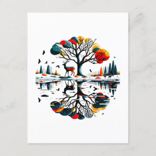 Cartão De Informações Majestosa estátua na Floresta de inverno de Snowy