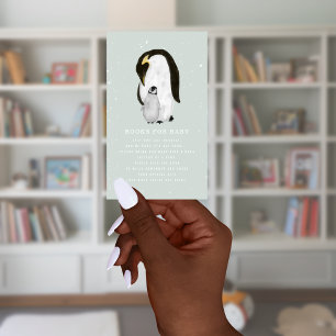 Cartão De Informações Mama Penguin Winter Blue Chá de fraldas Book Reque